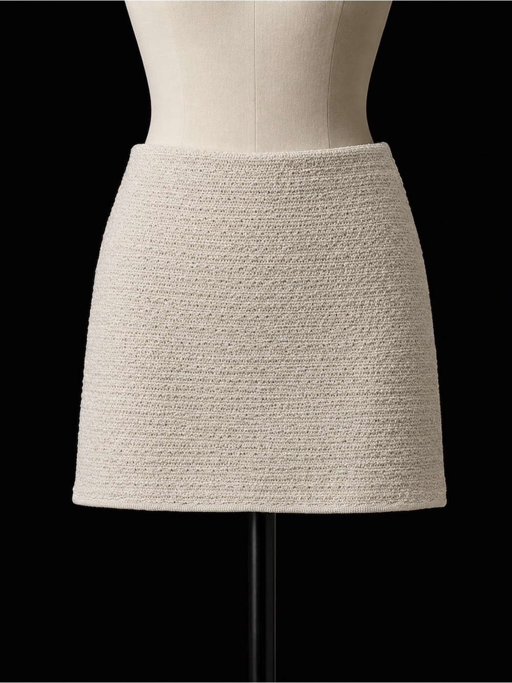Zara Cream Textured Knit Mini Skirt